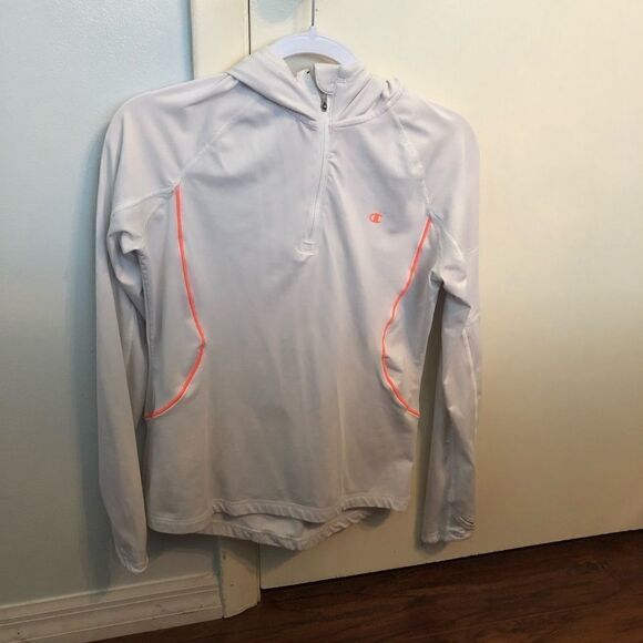 CHAMPION activewear white hoodie sweater top long sleeve sz M womens - Picture 1 of 6